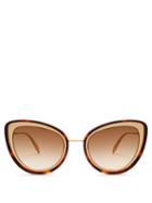 Matchesfashion.com Alexander Mcqueen - Oversized Cat Eye Acetate Sunglasses - Womens - Brown