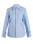 Matchesfashion.com A.w.a.k.e. - Oversized Cuff Cotton Shirt - Womens - Blue Multi