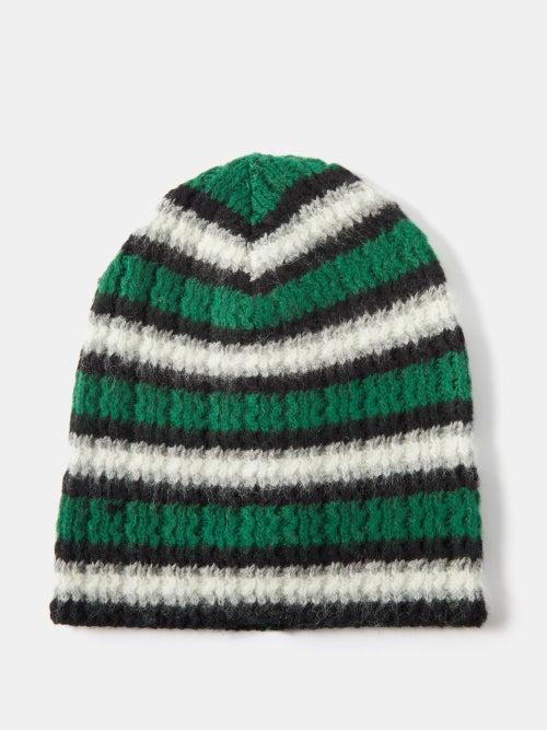 Erl - Striped Beanie Hat - Mens - Green Multi