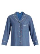 Matchesfashion.com Muveil - Lip Print Contrast Piping Shirt - Womens - Blue
