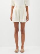 Nanushka - Rima Pleated Slubbed-twill Shorts - Womens - Cream