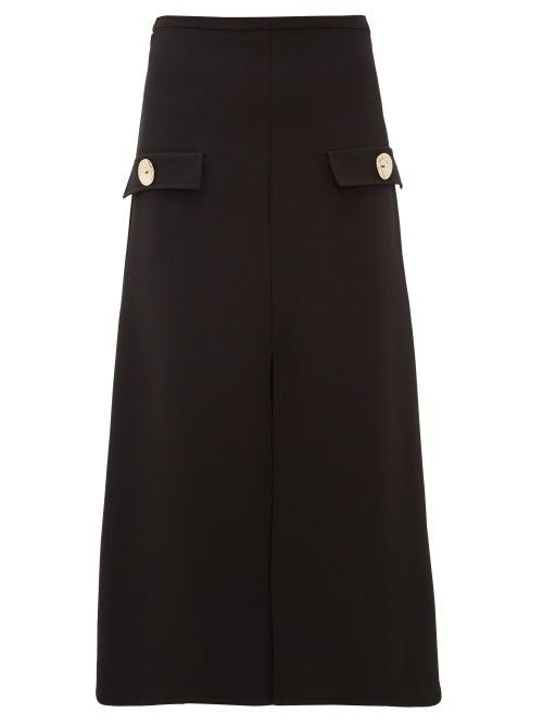 Matchesfashion.com Ellery - Moonshadow Split Front Crepe Midi Skirt - Womens - Black
