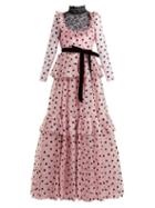 Matchesfashion.com Valentino - Ruffle And Lace Trimmed Silk Organza Gown - Womens - Pink Print