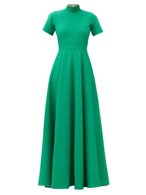 Matchesfashion.com Emilia Wickstead - Malinda High-neck Cloqu Gown - Womens - Green
