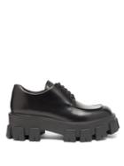 Matchesfashion.com Prada - Raised Sole Brushed Leather Derby Shoes - Womens - Black