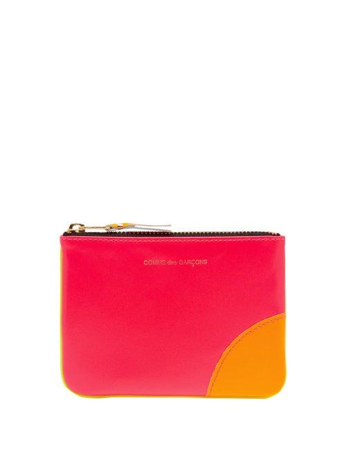 Matchesfashion.com Comme Des Garons Wallet - Panelled Mini Leather Coin Purse - Womens - Pink Multi