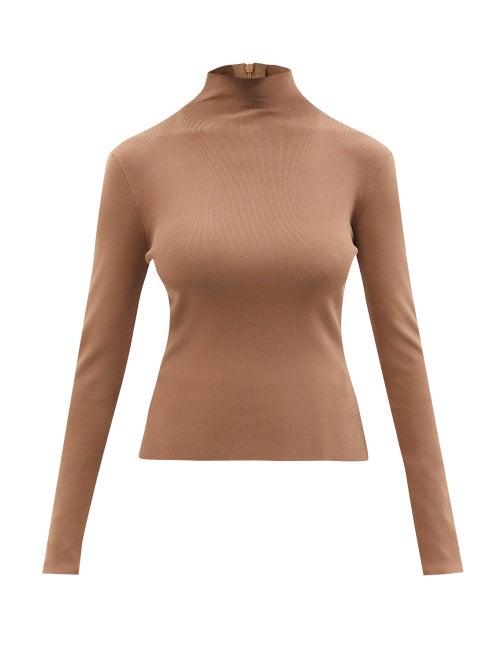 Ladies Rtw Versace - High-neck Knitted Sweater - Womens - Camel