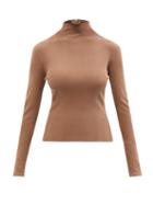 Ladies Rtw Versace - High-neck Knitted Sweater - Womens - Camel