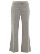 Matchesfashion.com Marina Moscone - Tailored Virgin Wool Blend Flannel Trousers - Womens - Grey