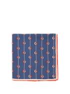 Matchesfashion.com Gucci - Gg-stripe Silk-faille Pocket Square - Mens - Navy