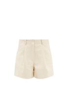 The Frankie Shop - Manon Faux-leather Pleated Shorts - Womens - Ivory