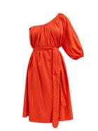 Matchesfashion.com Loup Charmant - Azores One-shoulder Organic-cotton Dress - Womens - Red