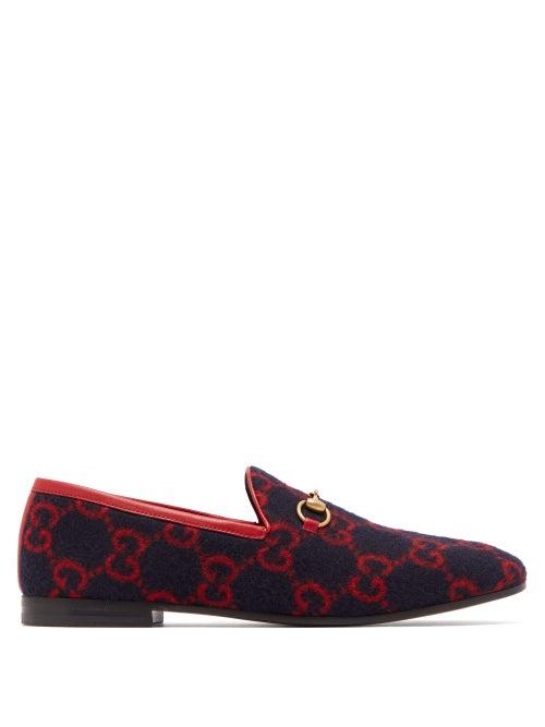 Matchesfashion.com Gucci - Jordaan Gg Wool Loafers - Womens - Navy