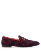 Matchesfashion.com Gucci - Jordaan Gg Wool Loafers - Womens - Navy