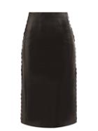 Alexander Mcqueen - Laced High-rise Leather Pencil Skirt - Womens - Black