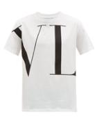 Matchesfashion.com Valentino - Macro Vltn Logo Print Cotton T Shirt - Mens - White