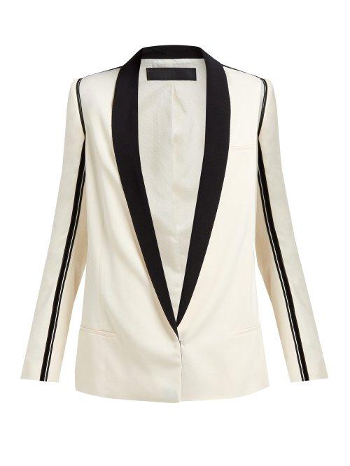 Matchesfashion.com Haider Ackermann - Grosgrain Shawl Lapel Twill Blazer - Womens - Cream Multi