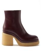 Chlo - Kurtys Leather Ankle Boots - Womens - Burgundy