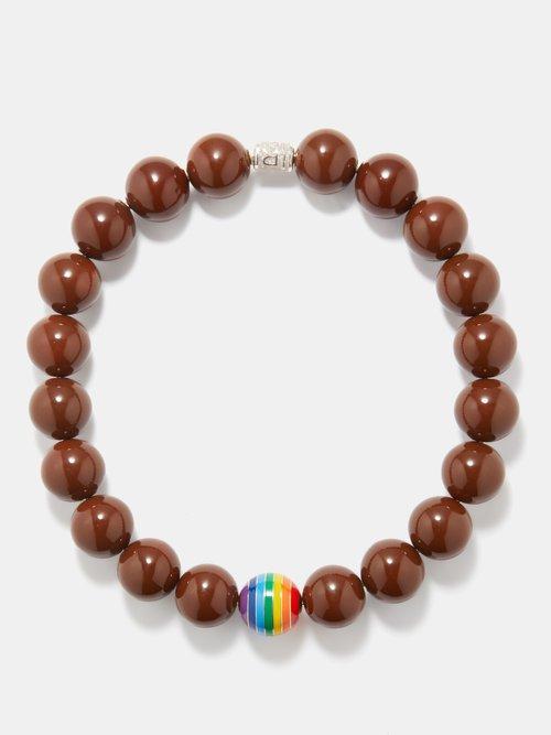Lauren Rubinski - Rainbow Enamel & 14kt Gold Necklace - Womens - Multi