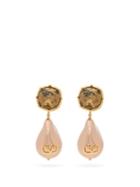 Matchesfashion.com Valentino Garavani - V-logo Faux-pearl & Crystal Drop Earrings - Womens - Pearl