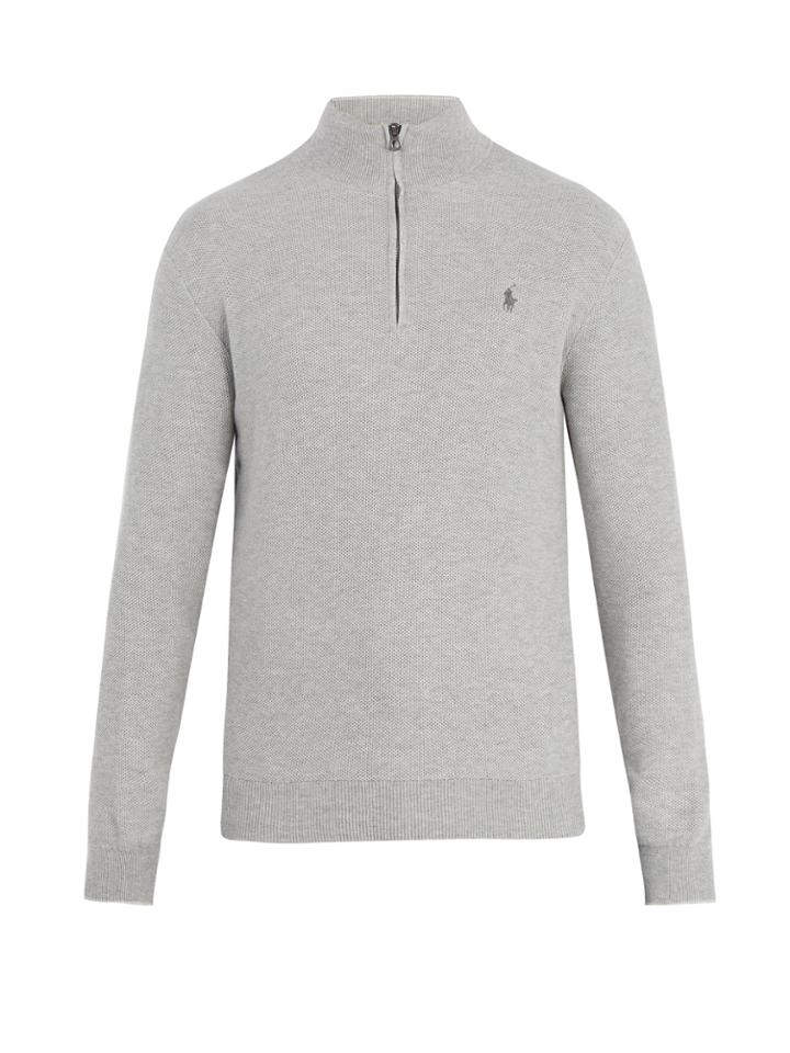 Polo Ralph Lauren Half-zip Logo-embroidered Pima-cotton Sweater