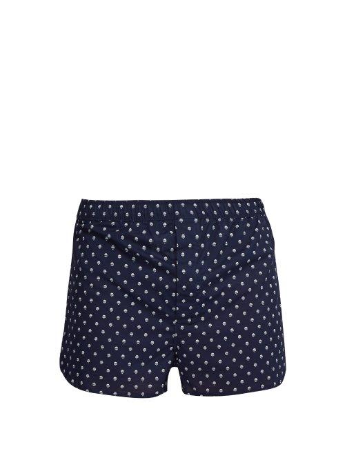 Matchesfashion.com Derek Rose - Nelson Polka Dot Cotton Boxer Shorts - Mens - Navy