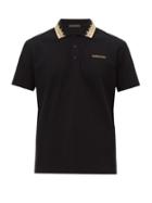 Matchesfashion.com Versace - Crown Embroidered Collar Cotton Piqu Polo Shirt - Mens - Black