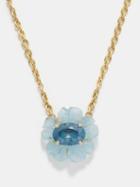 Irene Neuwirth - Tropical Flower Aquamarine & 18kt Gold Necklace - Womens - Blue Gold