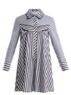 House Of Holland Contrast-striped Point-collar Cotton Shirtdress