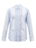 Comme Des Garons Shirt - Panelled Stripe Cotton-poplin Shirt - Mens - Blue