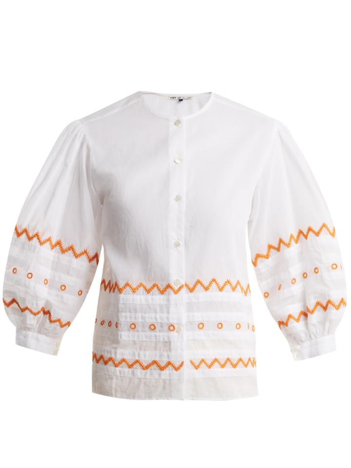Jupe By Jackie Agrigan Embroidered Cotton-organdy Blouse