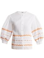 Jupe By Jackie Agrigan Embroidered Cotton-organdy Blouse