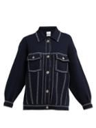 Matchesfashion.com Barrie - Denim Effect Cashmere Blend Cardigan - Womens - Navy