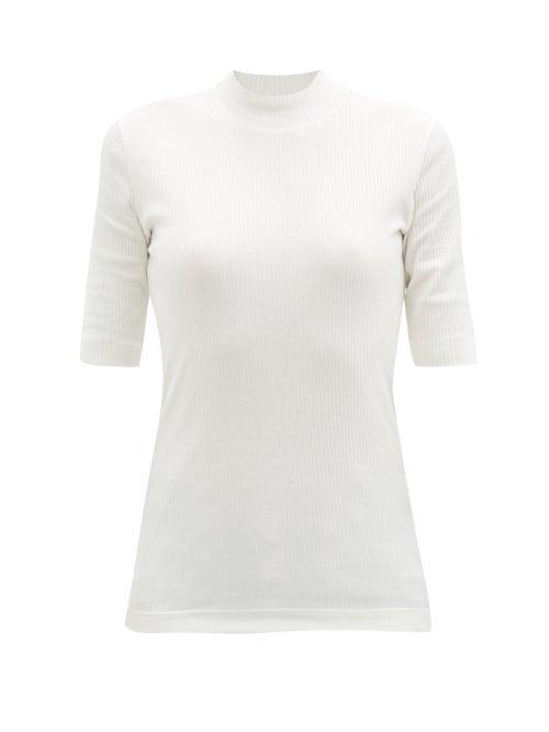 Matchesfashion.com Brunello Cucinelli - High-neck Ribbed Cotton-jersey T-shirt - Womens - White
