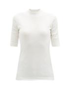 Matchesfashion.com Brunello Cucinelli - High-neck Ribbed Cotton-jersey T-shirt - Womens - White