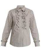 Alexachung Ruffle-trimmed Striped Cotton Shirt