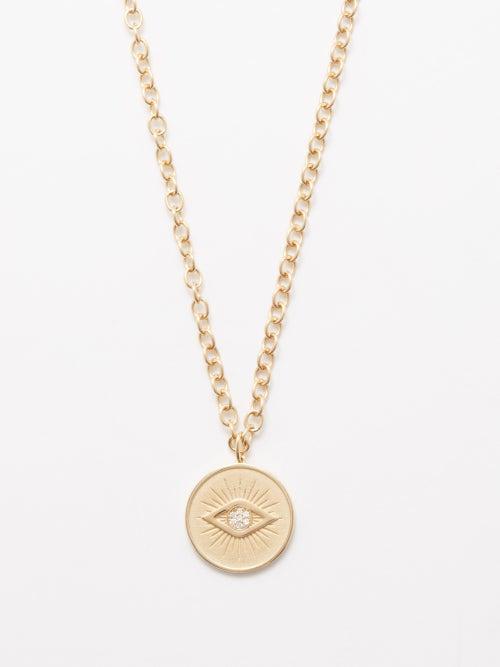 Sydney Evan - Evil Eye Diamond & 14kt Gold Necklace - Mens - Gold