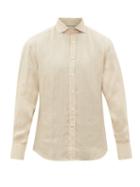 Matchesfashion.com Brunello Cucinelli - Cutaway-collar Linen Shirt - Mens - Beige