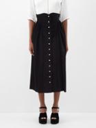 Batsheva - Bella Cotton-velvet Midi Skirt - Womens - Black