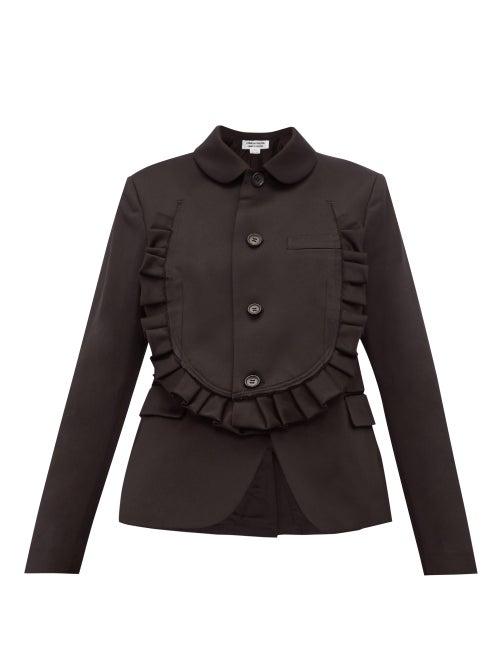 Matchesfashion.com Comme Des Garons Comme Des Garons - Ruffled Bib Twill Jacket - Womens - Black