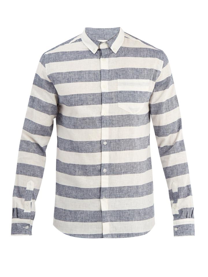 Solid & Striped Striped Button-down Cotton Linen Shirt