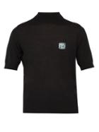 Matchesfashion.com Prada - Logo Jacquard High Neck Wool Sweater - Mens - Black