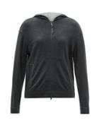 Ladies Rtw Brunello Cucinelli - Zip-through Cotton-blend Hooded Sweatshirt - Womens - Dark Grey
