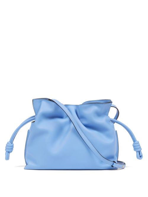 Loewe - Flamenco Leather Clutch - Womens - Light Blue