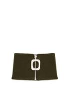 Matchesfashion.com Jw Anderson - Zip Through Ribbed Wool Neck Band - Womens - Khaki