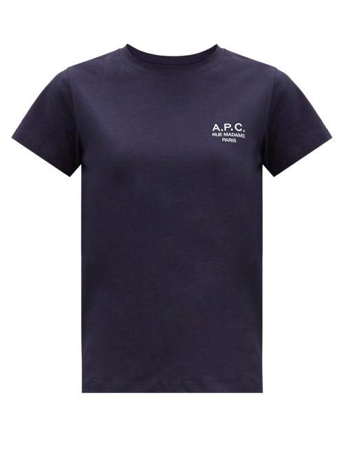 Matchesfashion.com A.p.c. - Denise Logo-embroidered Cotton-jersey T-shirt - Womens - Navy