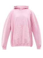 Balenciaga - Logo-embroidered Cotton-jersey Hooded Sweatshirt - Womens - Pink