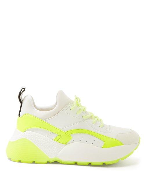 Matchesfashion.com Stella Mccartney - Eclypse Contrast Panel Low Top Trainers - Womens - Yellow White