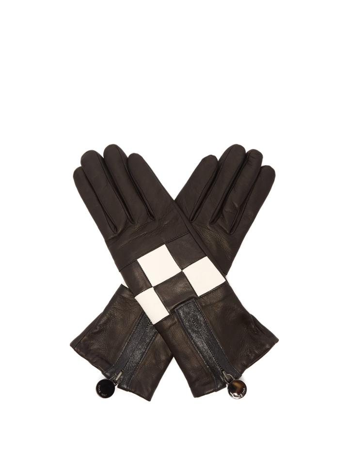 Agnelle Argi Leather Checkerboard Gloves