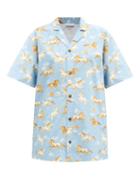 Matchesfashion.com Ganni - Horse-print Cotton Shirt - Womens - Blue Multi